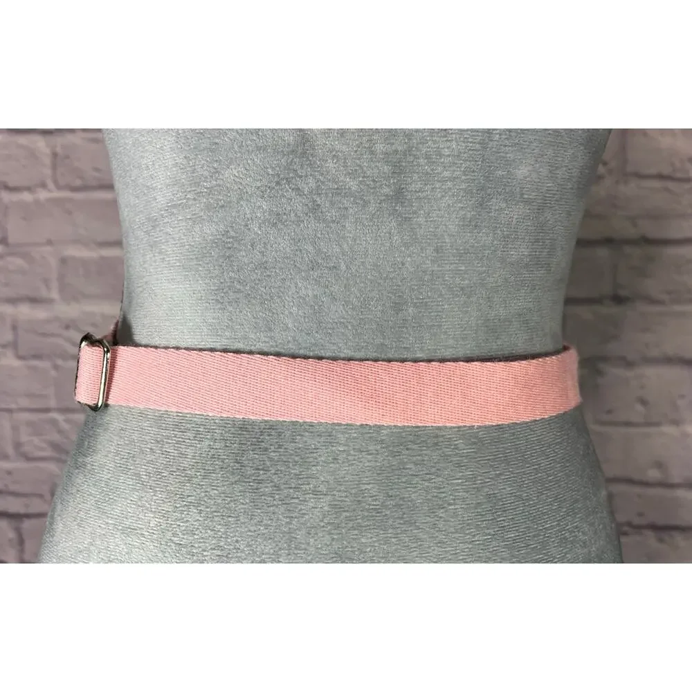 Y2K Preppy Style Polo Ralph Lauren Pink Canvas and Leather Adjustable Belt